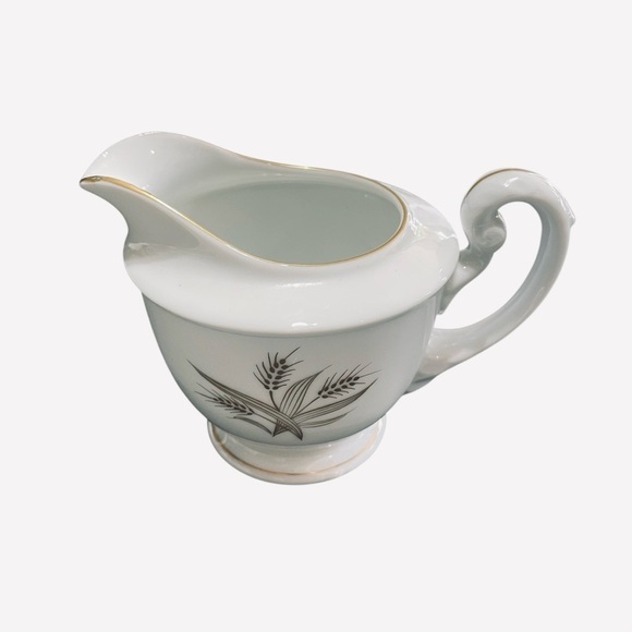 Hakusan "Gold Wheat" China Creamer, Sugar Bowl, Tea Pot & Snack Plates Japan - Picture 10 of 15